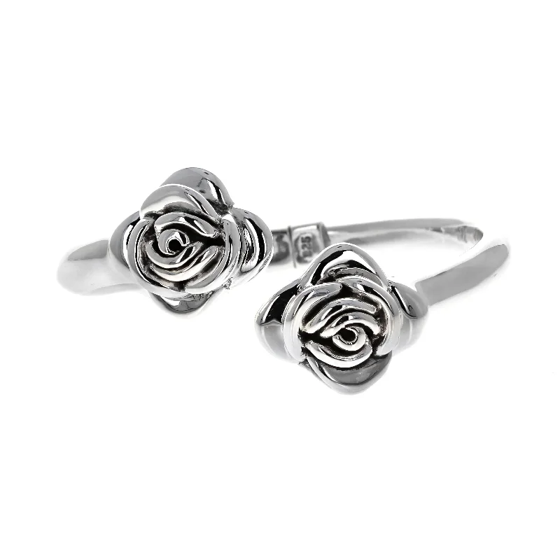 sterling silver bangles -Rose Duo Cuff