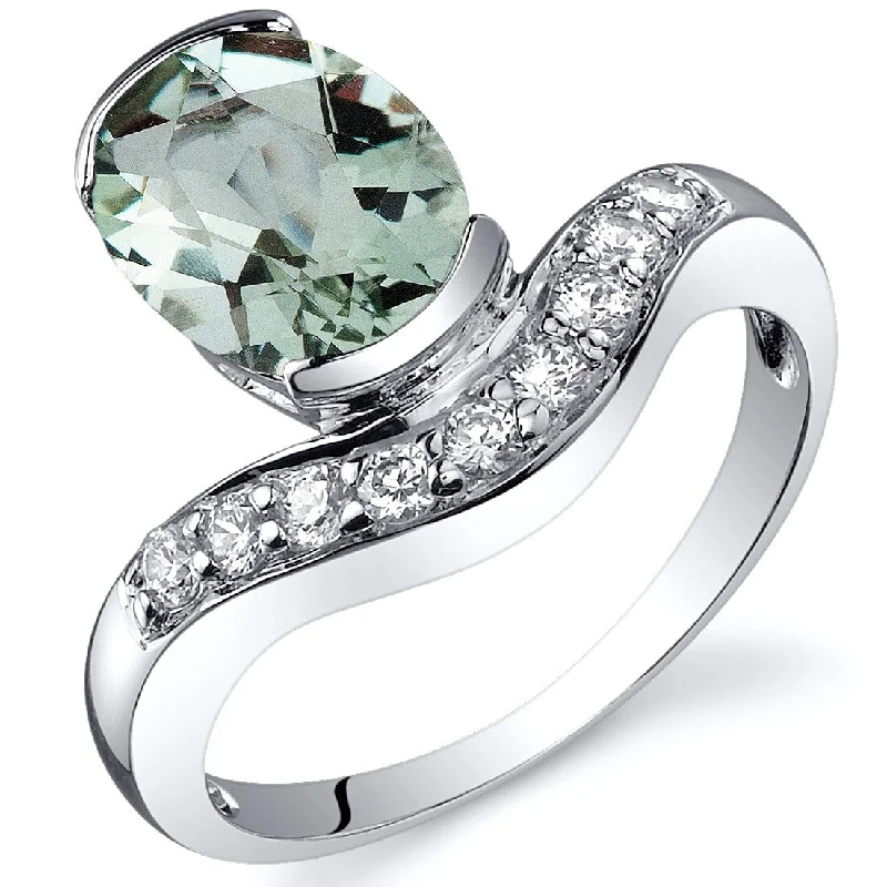 eternity rings with diamonds -Sterling Silver 1.75 ct Green Amethyst Birthstone Ring