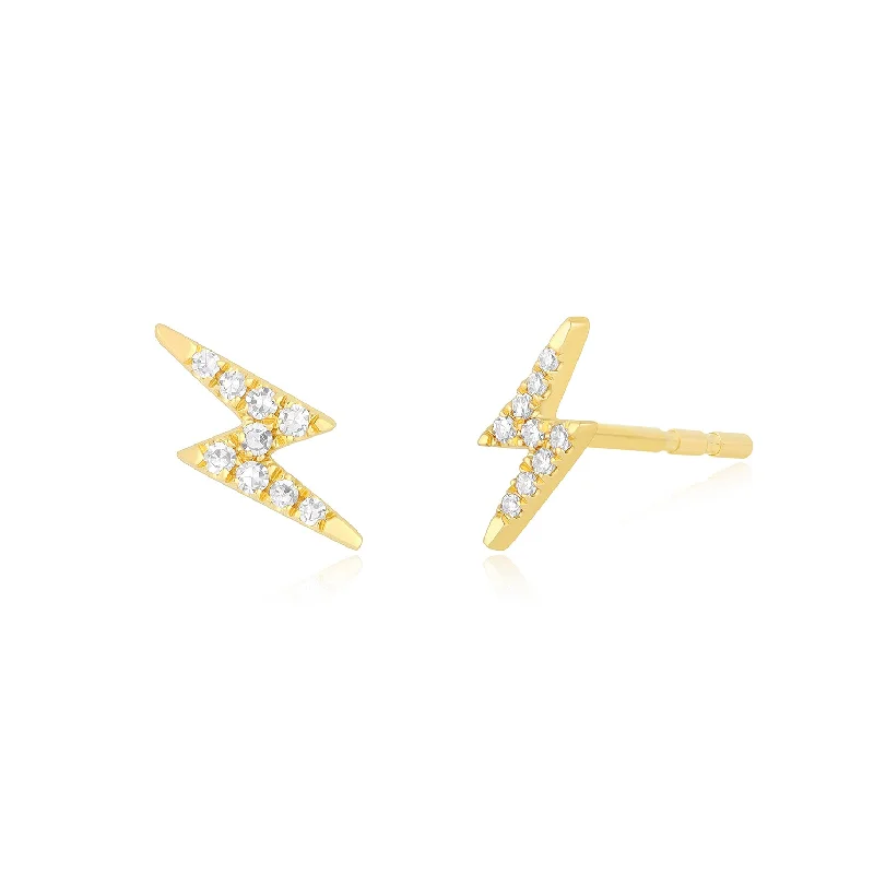 diamond stud earrings for women -Diamond Mini Lightning Bolt Stud Earring