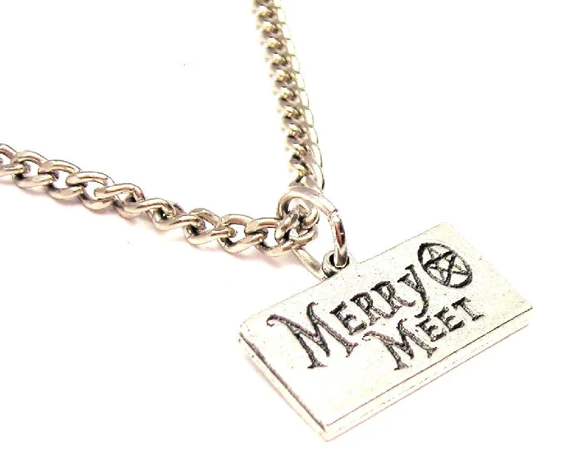 silver chain necklaces for women -Merry Meet With Pentacle Single Charm Necklace