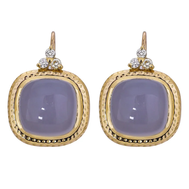 stud earrings for women -Earrings- Chalcedony and Diamond