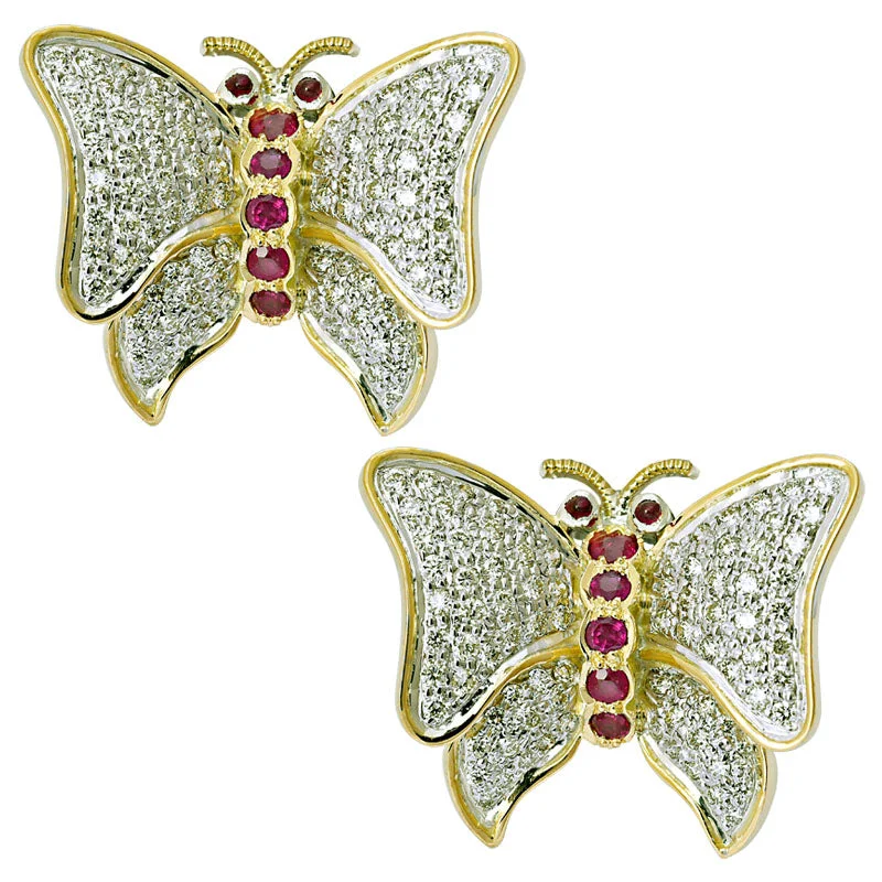 vintage earrings for women -Earrings- Ruby and Diamond