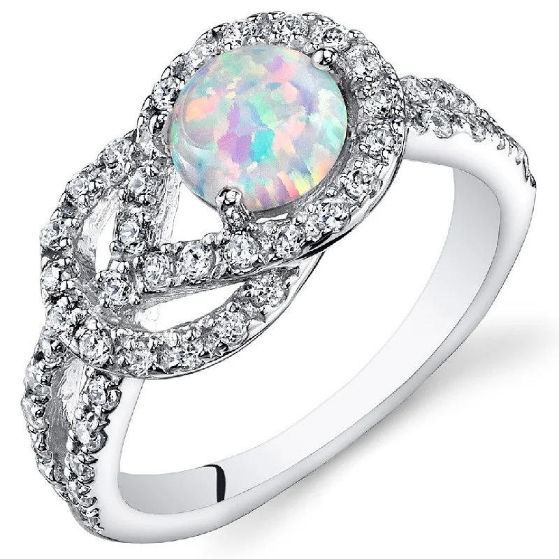 fashion promise rings -Sterling Silver 0.75 ct White Opal Ring