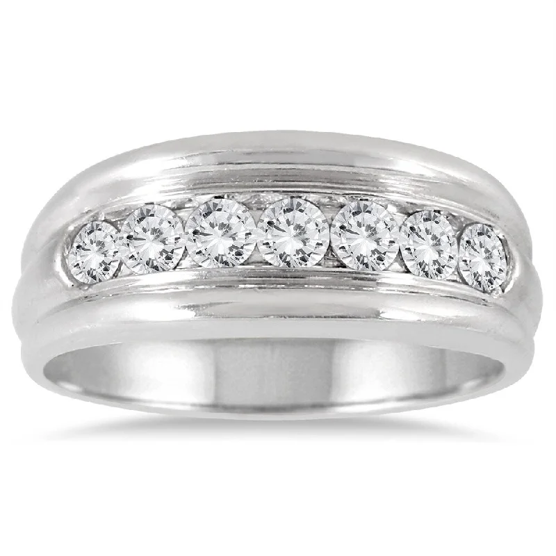 fashion promise rings -1 Carat TW Diamond Men's Ring in 10K White Gold