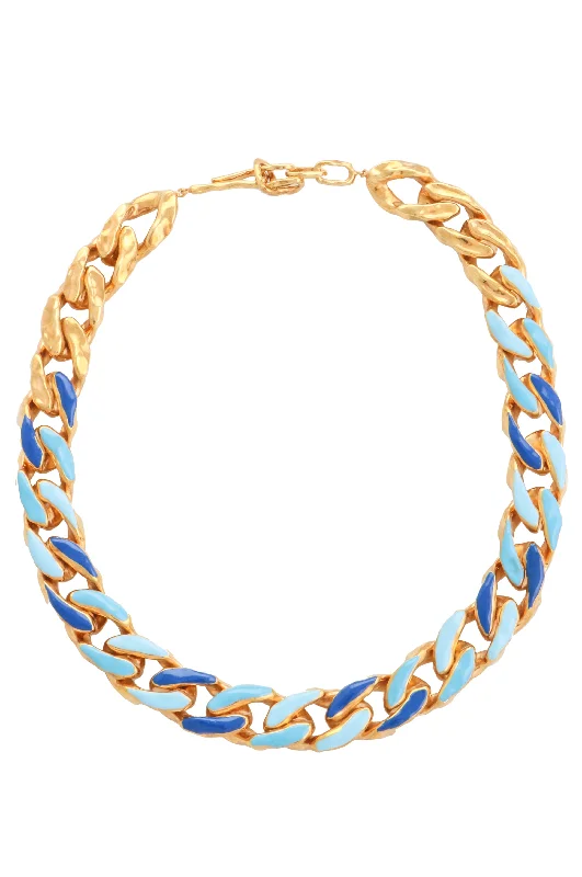 fashion choker necklaces -STATEMENT WAVE CHAIN NECKLACE WITH ENAMEL