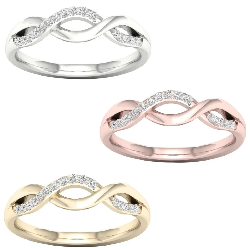 unique engagement rings for women -1/10ct TDW Diamond Twine Ring in 10k Gold by De Couer