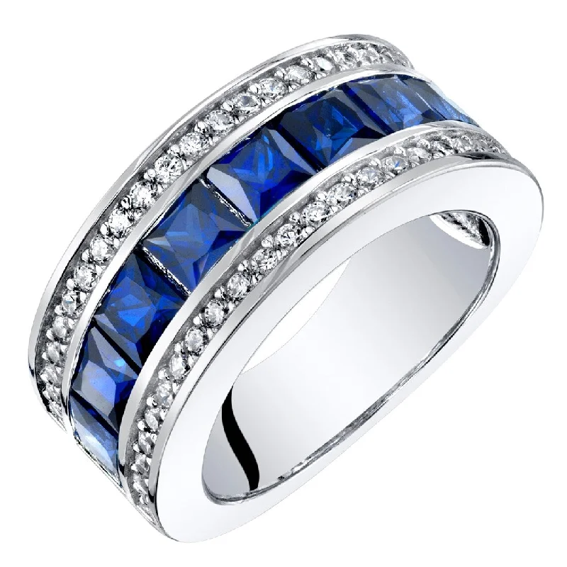 wedding set rings for women -Sterling Silver 2.5 ct Created Sapphire Birthstone Ring