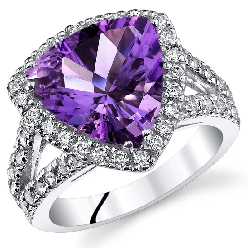 rose gold engagement rings -Sterling Silver 3.75 ct Amethyst Cocktail Ring