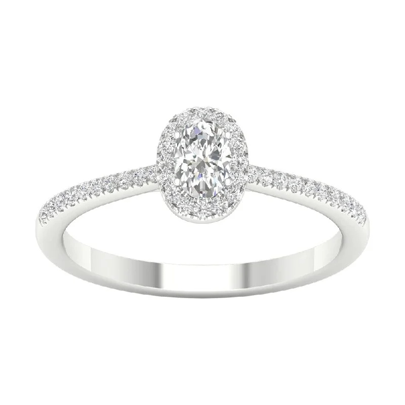 fashion wedding rings -3/8ct TDW Diamond Halo Ring in 10k Gold by De Couer