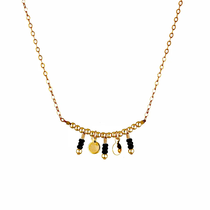 minimalist gold necklaces for women -Ricco Necklace ~ Black Spinel