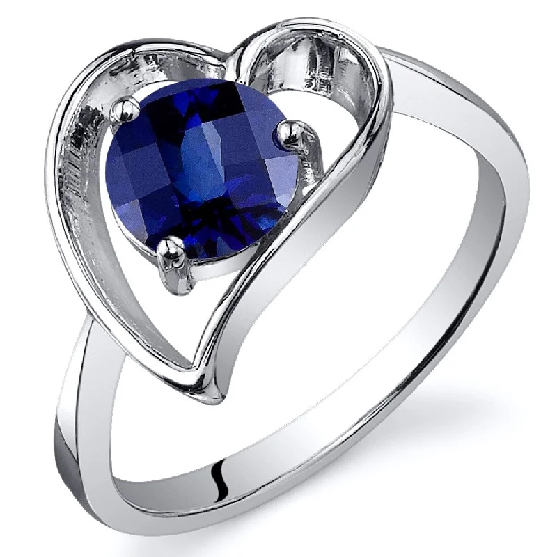 vintage solitaire rings -Sterling Silver 1.25 ct Created Sapphire Solitaire Ring