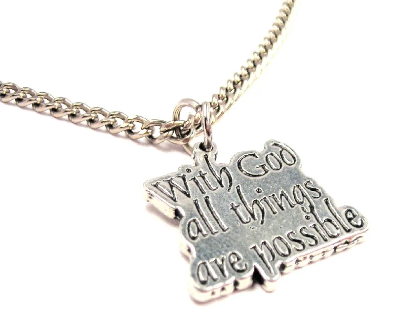 adjustable gold necklaces for women -With God All Things Are Possible Single Charm Necklace