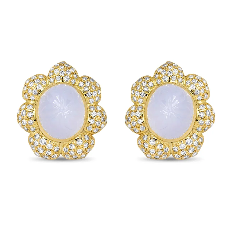 gold earrings for women -Earrings- Chalcedony And Diamond