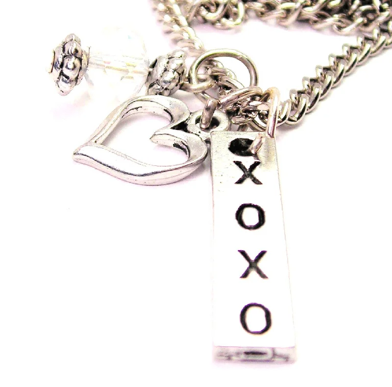 unique necklaces for women -Xoxo Long Tab Necklace with Small Heart