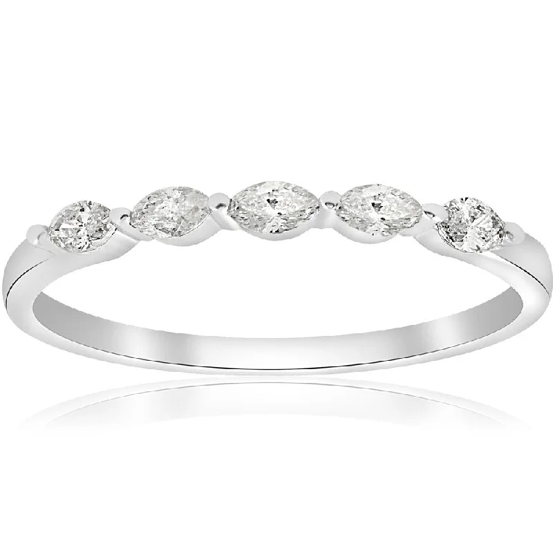 romantic rings for women -14k White Gold 1/2 ct TDW Marquise Diamond Wedding Ring (H-I,I1-I2)