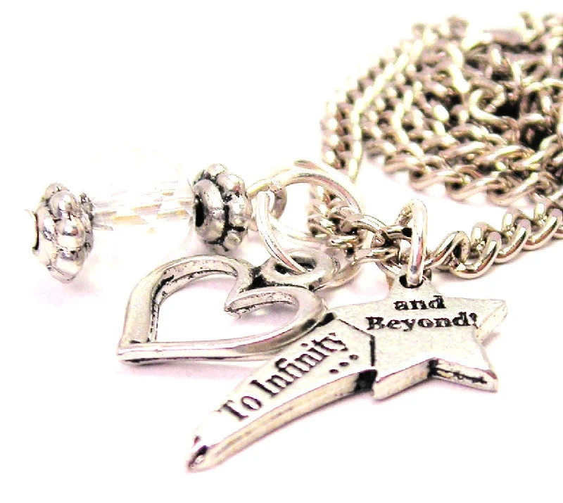 zodiac necklaces for women -To Infinity And Beyond Necklace with Small Heart