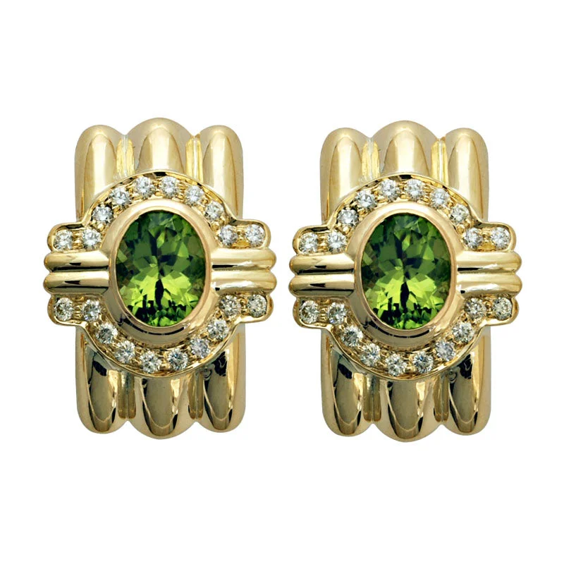 luxury drop earrings -Earrings - Peridot And Diamond