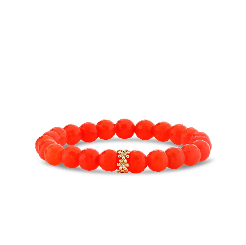 infinity bracelets for women -Gold & Diamond Daisy Rondelle on Orange Agate