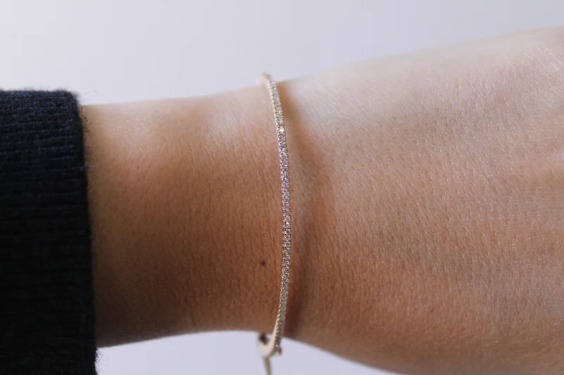 simple silver bracelets -Delicate Diamond Pave Cuff