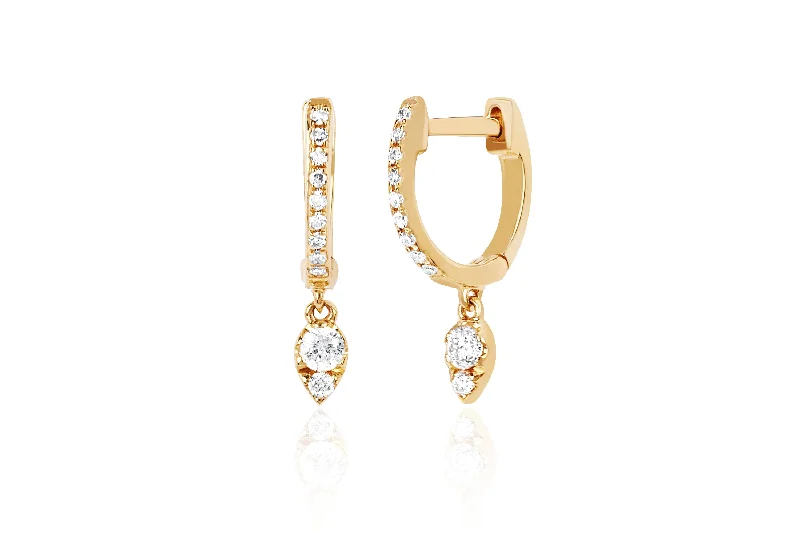 gemstone stud earrings -Teardrop Diamond Mini Huggie Earring