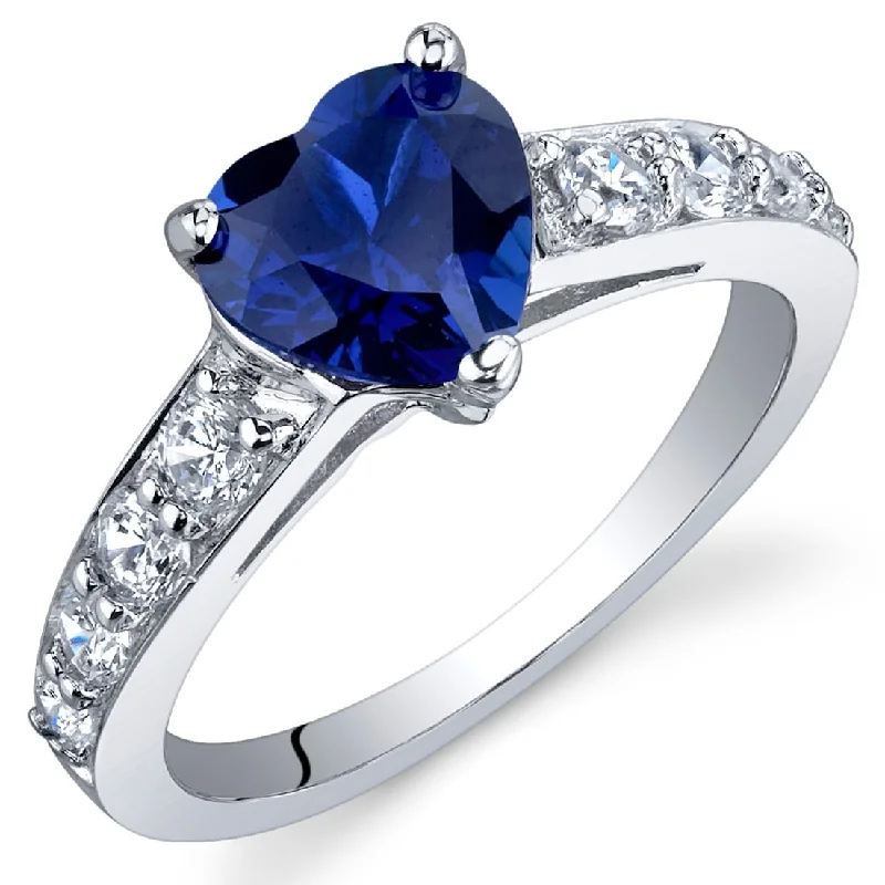 diamond wedding rings for women -Sterling Silver 1.75 ct Created Sapphire Birthstone Ring