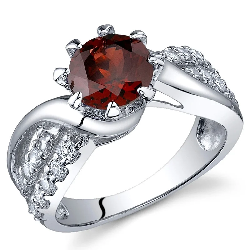 anniversary rings with diamonds -Sterling Silver 1.5 ct Garnet Birthstone Ring