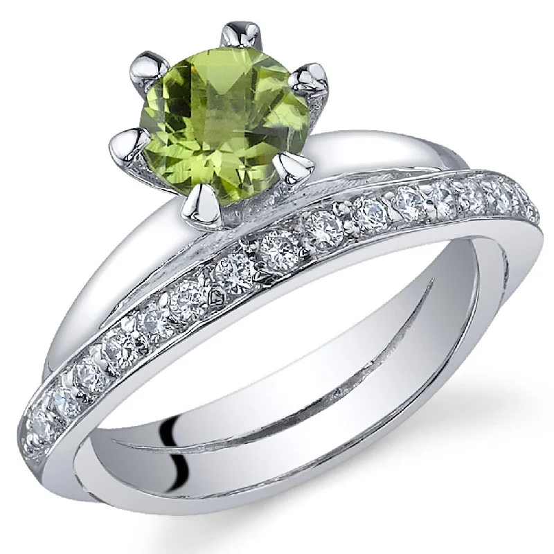 heart diamond rings for women -Sterling Silver 0.75 ct Peridot Birthstone Ring