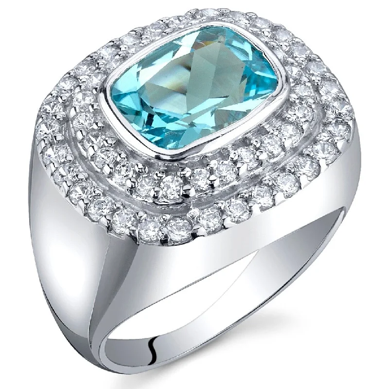 custom wedding rings -Sterling Silver 2.25 ct Swiss Blue Topaz Cocktail Ring