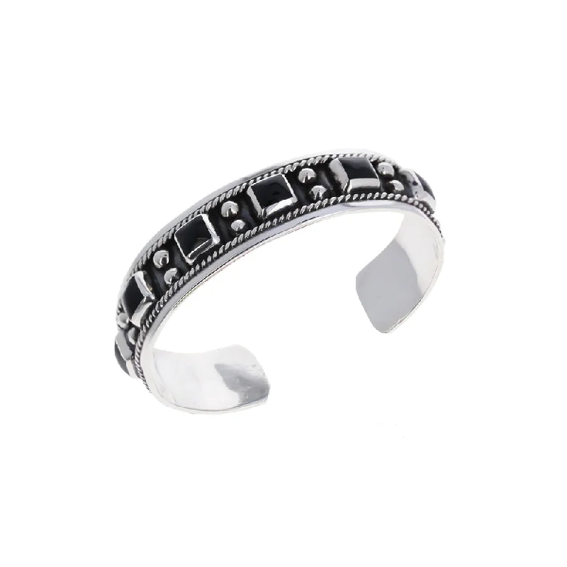 double-layer bracelets for women -Onyx Vintage Cuff