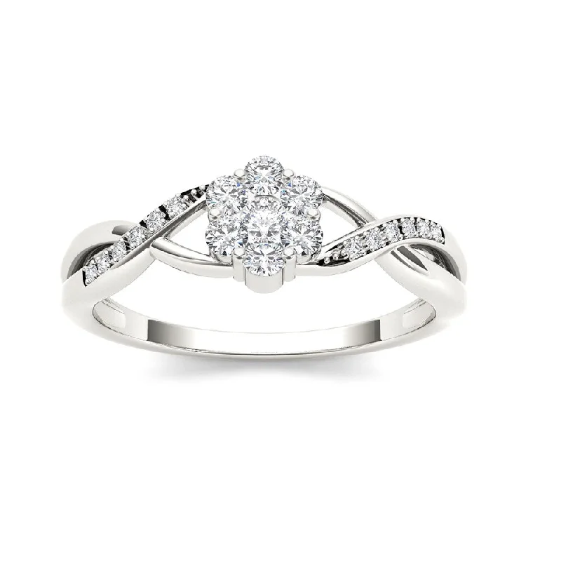 unique rings for women -1/4ct TDW Diamond Promise Ring in Sterling Silver - White