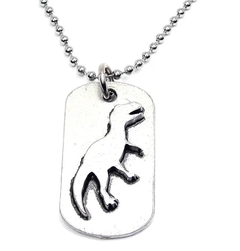 classic pendant necklaces for women -Dinosaur Catalog Dog Tag Necklace