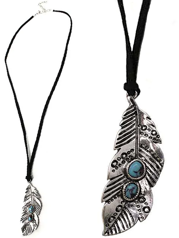 anniversary gift necklaces for women -Burnish Silver Feather Necklace