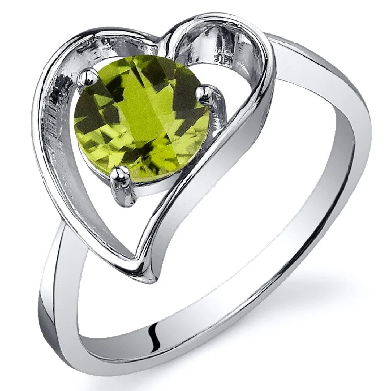 rose gold engagement rings -Sterling Silver 0.75 ct Peridot Solitaire Ring