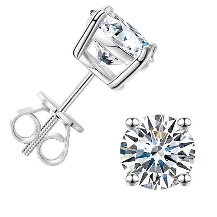 long drop earrings for women -Gorgeous Round Cut Moissanite Stud Earrings In Sterling Silver