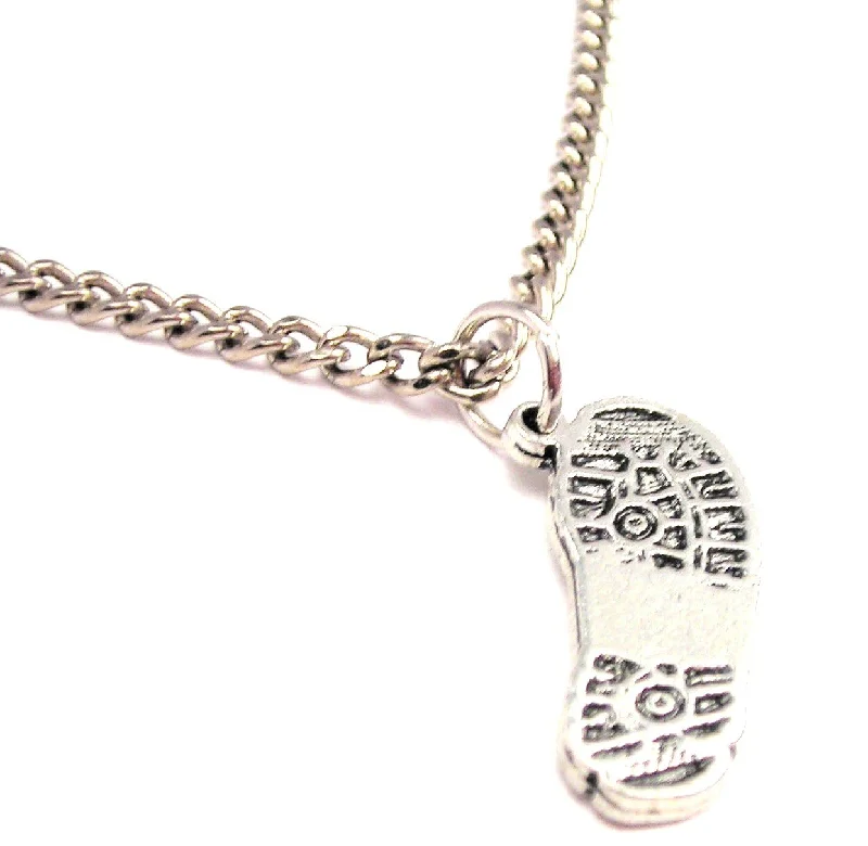 bohemian necklaces for women -Combat Boot Print Single Charm Necklace