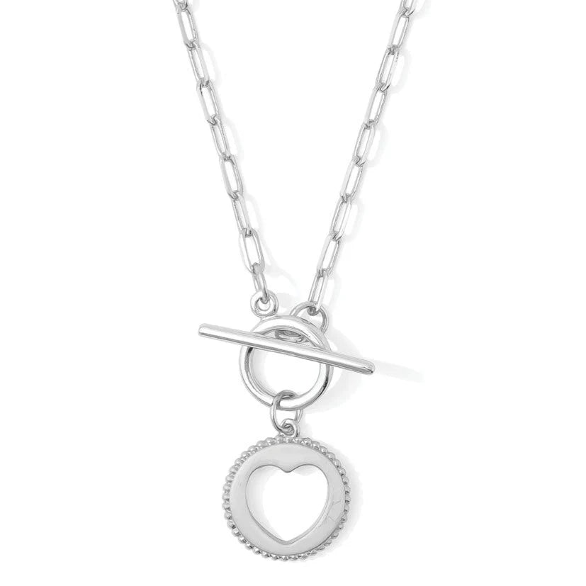 romantic necklaces for women -Heart Paperclip Toggle Necklace