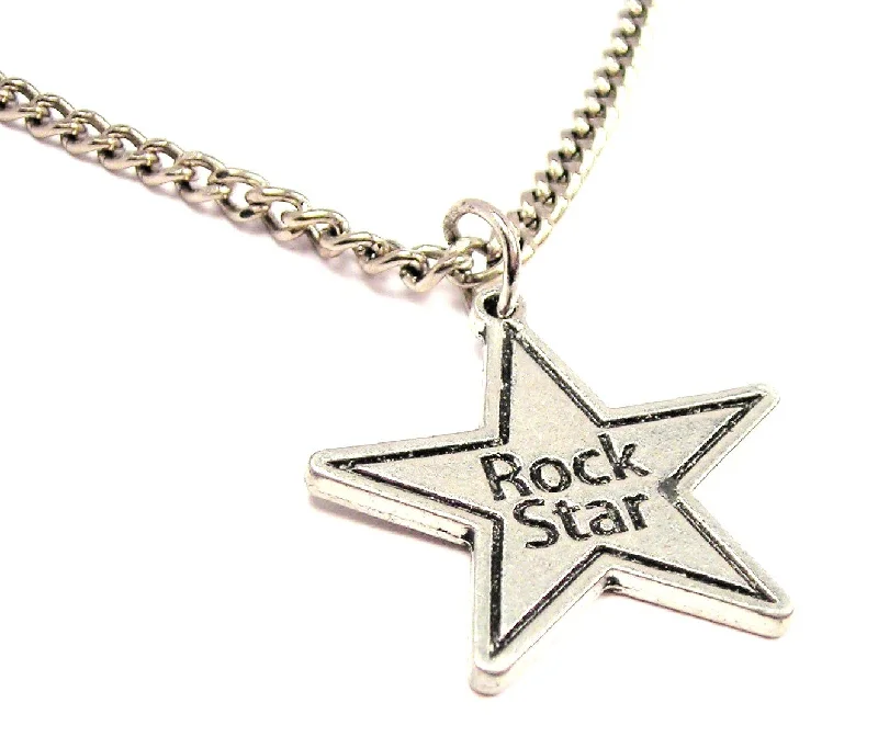 thick chain necklaces for women -Rock Star Single Charm Necklace