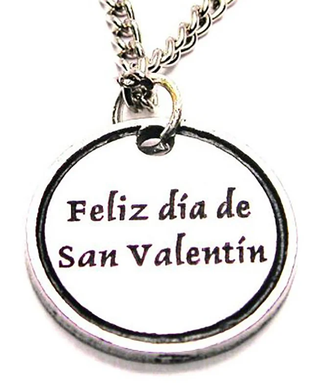 crystal pendant necklaces for women -Feliz Dia De San Valentin Single Charm Necklace