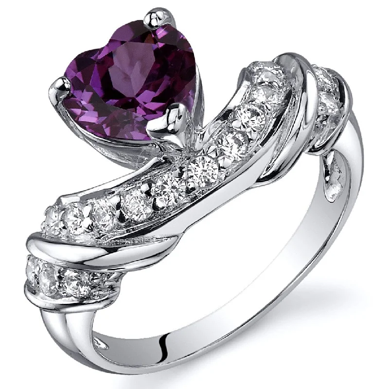 engagement rings for women -Sterling Silver 1.75 ct Color-changing Alexandrite Ring