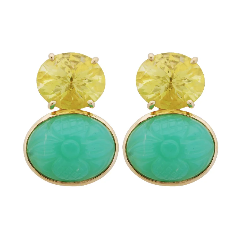 handmade earrings for women -Earrings- Chrysoprase And Lemon Quartz