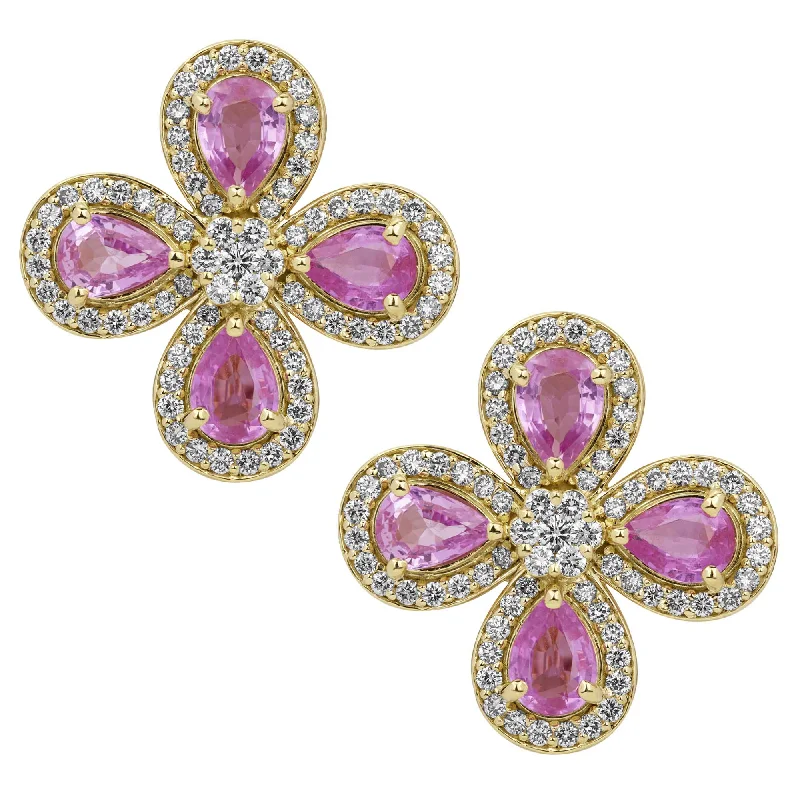 gold hoop earrings for women -Earrings - Pink Sapphire And Diamond