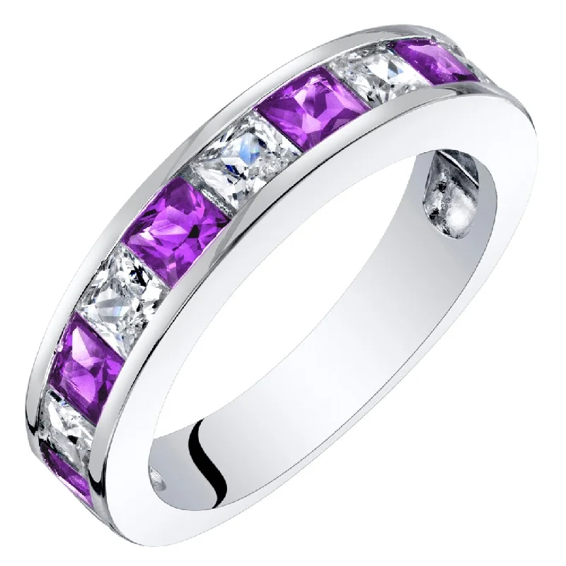 sapphire engagement rings -Sterling Silver 1 ct Amethyst Birthstone Ring