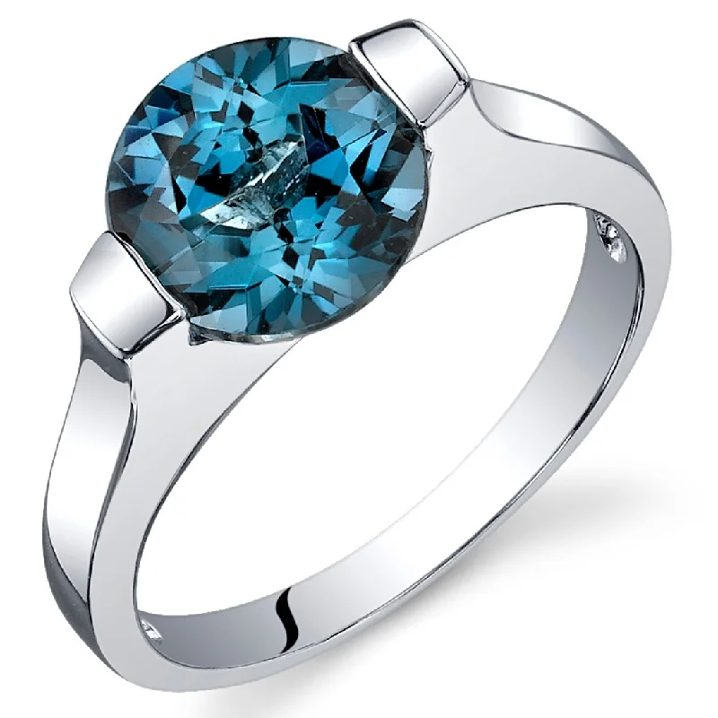 mixed metal rings for women -Sterling Silver 2.25 ct London Blue Topaz Solitaire Ring