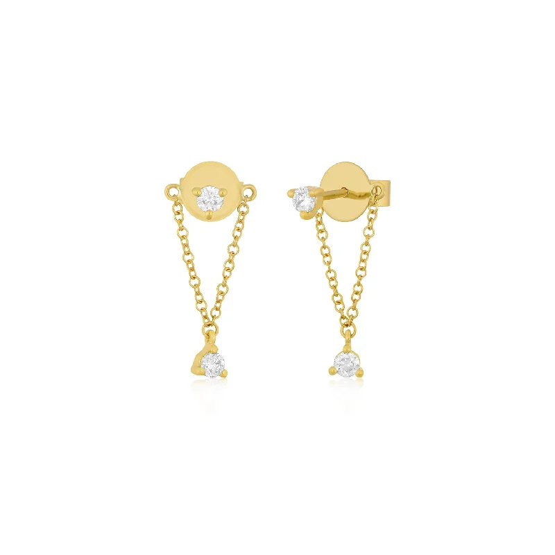 antique drop earrings for women -Suspended Diamond Stud Earring