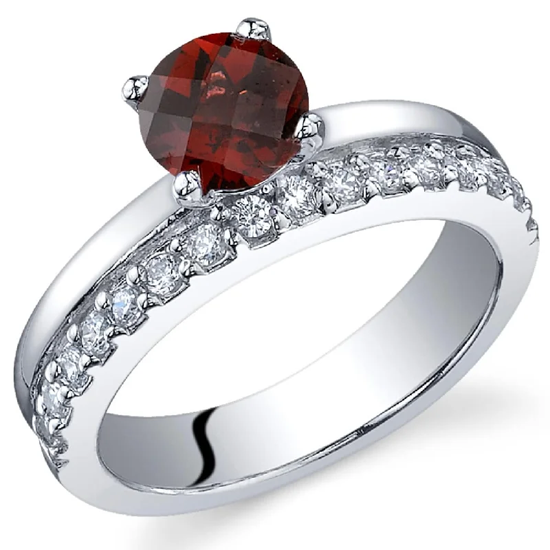 minimalist rings for women -Sterling Silver 1 ct Garnet Promise Ring