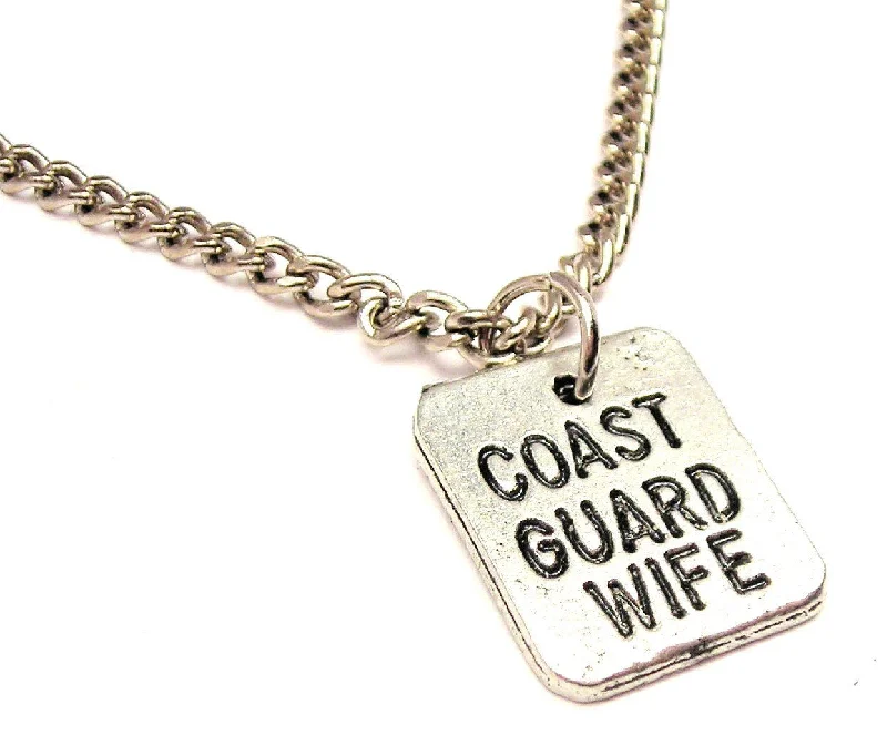 sapphire necklaces for women -Coast Guard Wife Single Charm Necklace