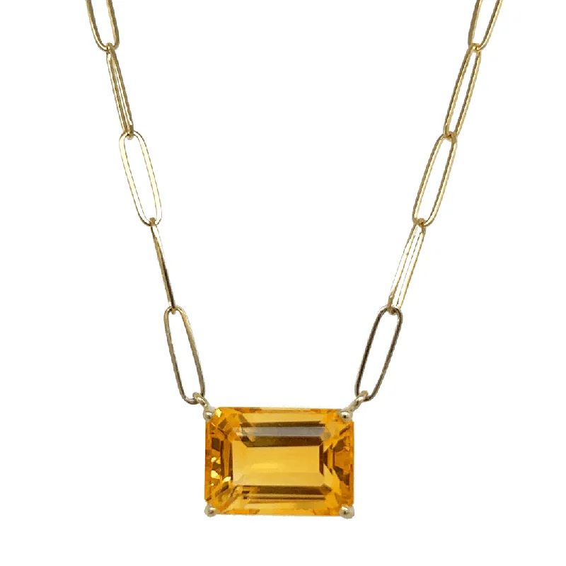 diamond necklaces for women -Basket Set Citrine Paper Clip Necklace