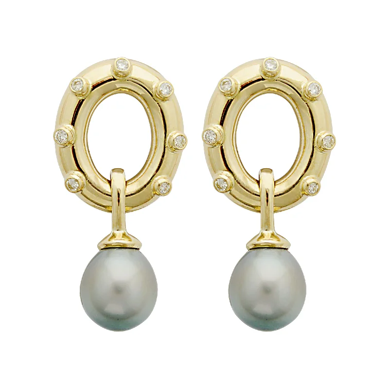 adjustable earrings for women -Earrings- South Sea Pearl And Diamond