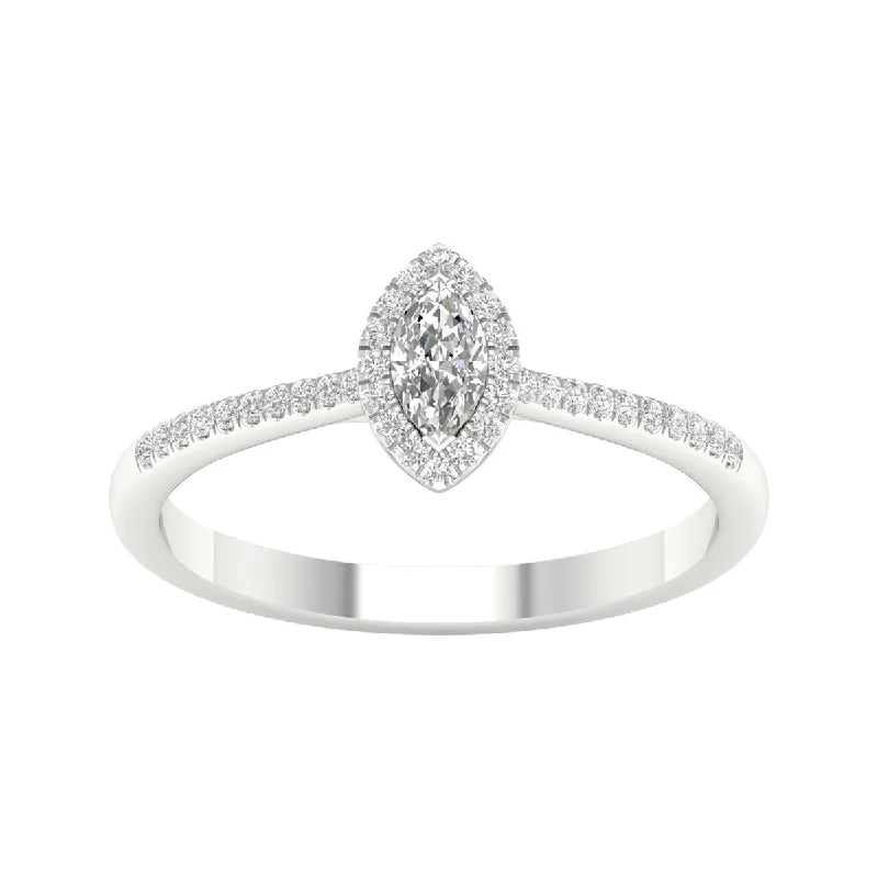 wedding rings for couples -1/4ct TDW Diamond Halo Ring in 10k Gold by De Couer