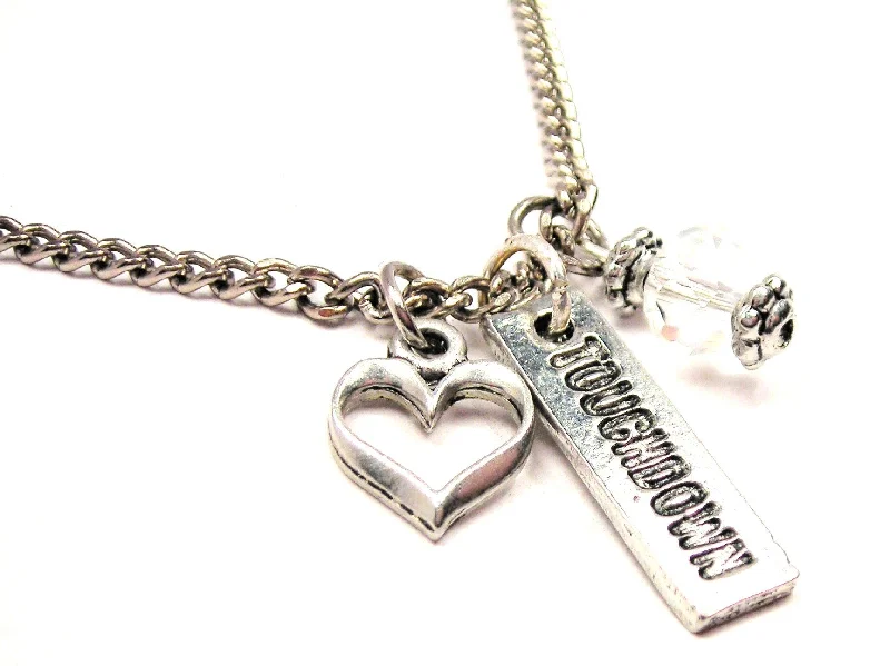 vintage pendant necklaces -Touchdown Tab Necklace with Small Heart